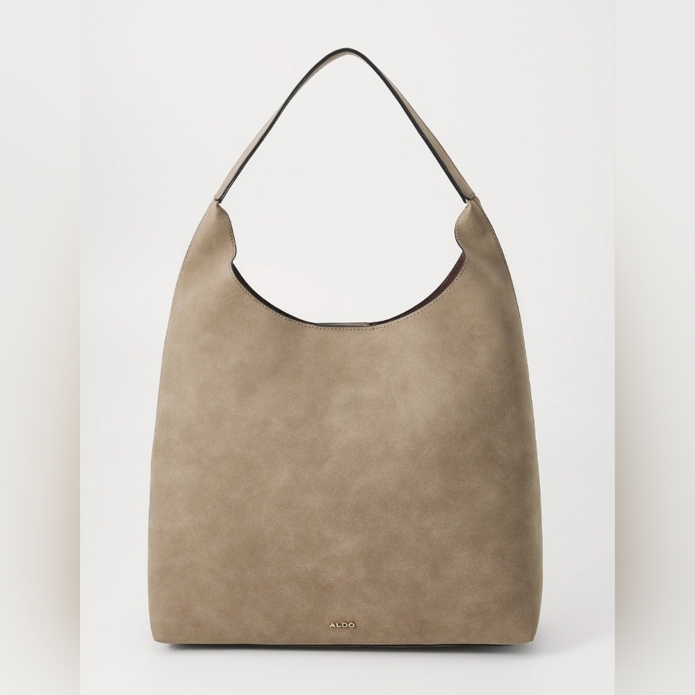 Beige Faux Leather Large Hobo Bag Shoulder Bag Purse NWOT